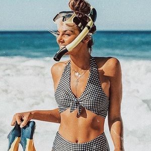 Albion Swim Black Check Top Knot XS